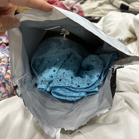 Lulus NWT Radiant reflection light blue sequin tulle maxi dress - Picture 5 of 7